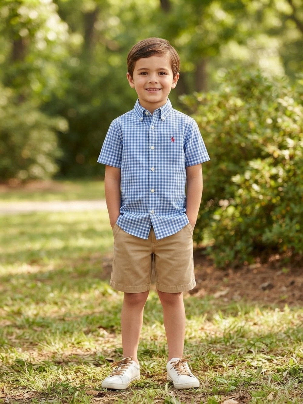 Polo by Ralph Lauren Blue Gingham Short-Sleeve Button-Down Shirt size 6